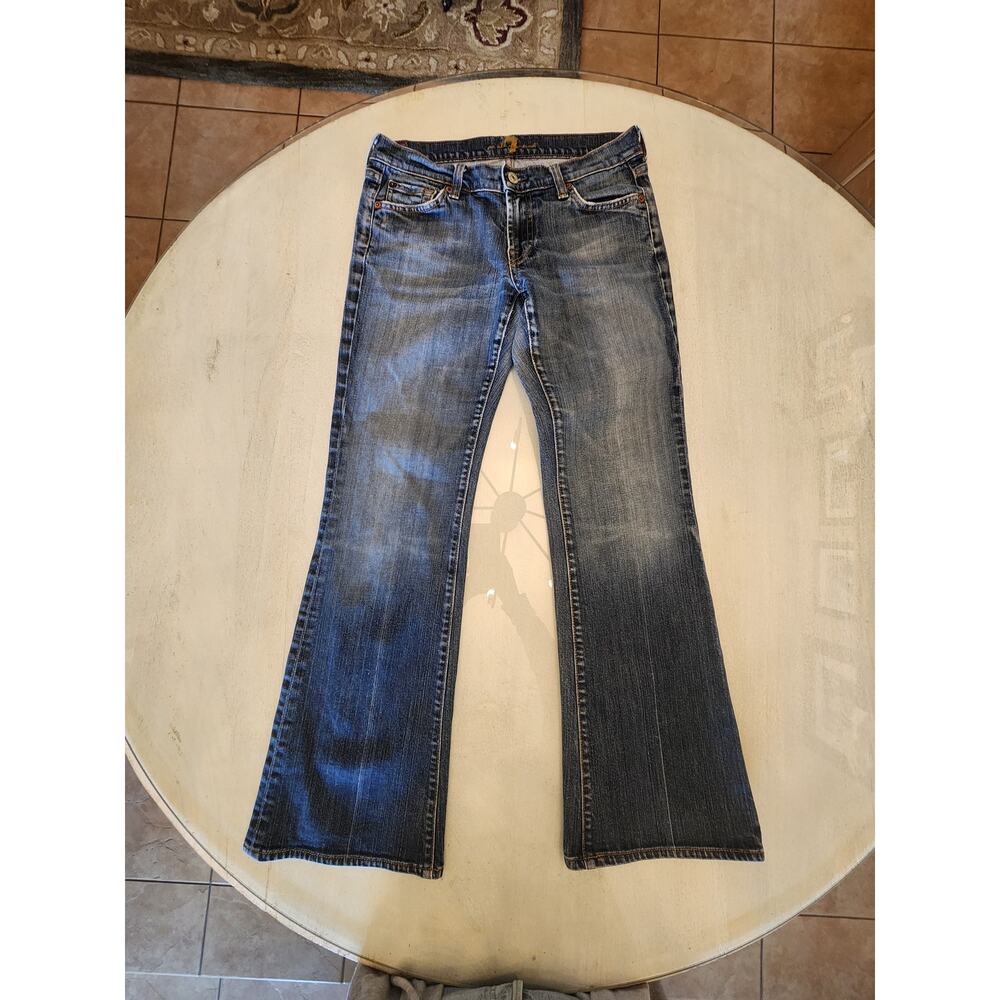 7 For All Mankind Women's Denim Flare Jean SZ 28 Low Rise Y2K - Picture 2 of 11